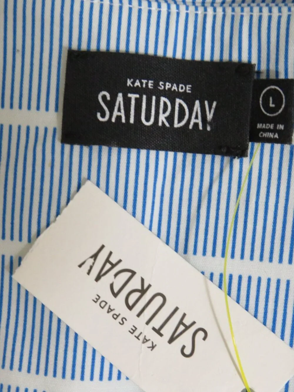 Kate Spade Saturday size Large Let Loose Striped Top Blue Cotton NEW
